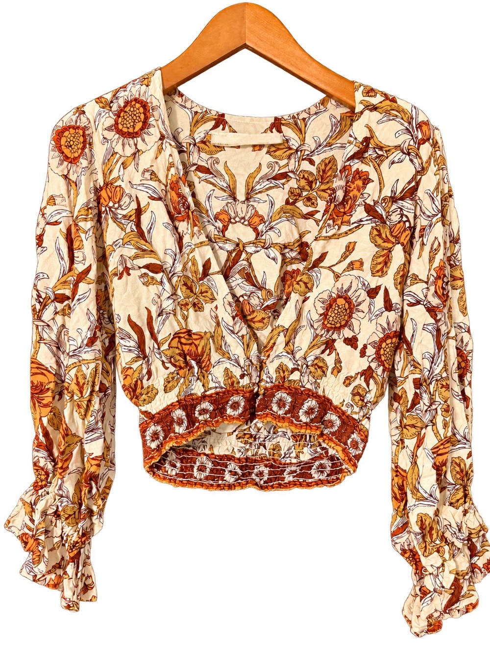 Jen's Pirate Booty Floral Crop Top - Cream & Rust